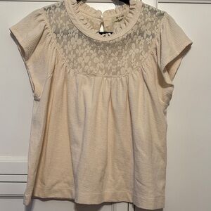 Madewell Cream Lace Yoke Blouse